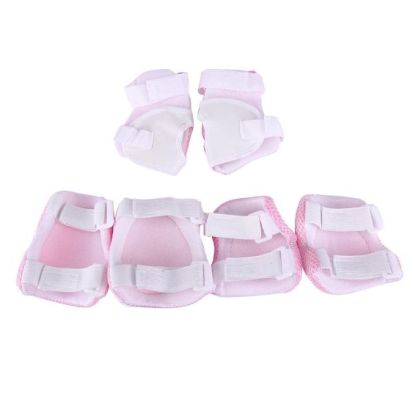 6 in 1 Roller Skate Knee & Elbow & Wrist Pads Protective Gear Sets (Pink) - Image 3