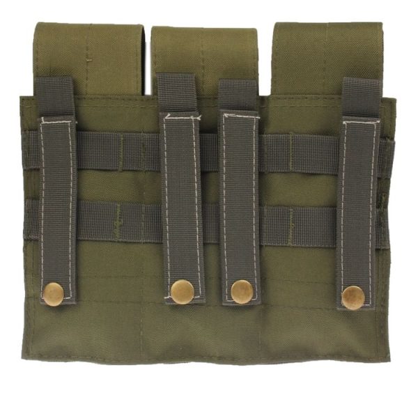 Triple Canvas Clips Pouch with Hook and Loop Fastener & Quick Release Buckles (Army Green) - Image 2
