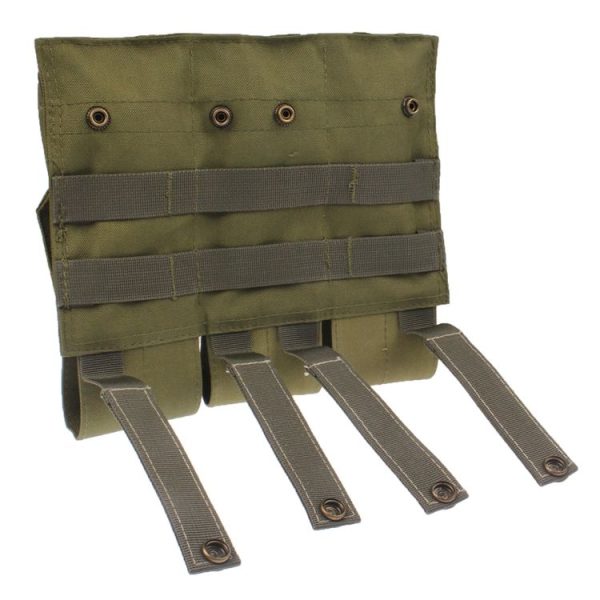 Triple Canvas Clips Pouch with Hook and Loop Fastener & Quick Release Buckles (Army Green) - Image 3