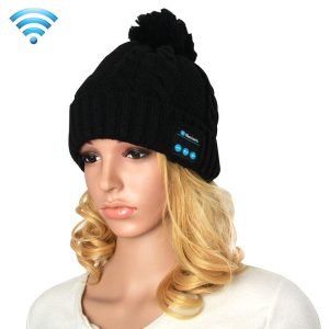 My-Call Bluetooth Headset Beanie Knitted Warm Winter Hat for iPhone 6 & 6s / iPhone 5 & 5S / iPhone 4 & 4S and Other Bluetooth Devices (Black)
