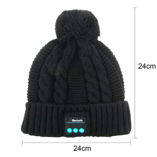 My-Call Bluetooth Headset Beanie Knitted Warm Winter Hat for iPhone 6 & 6s / iPhone 5 & 5S / iPhone 4 & 4S and Other Bluetooth Devices (Black) - Image 2
