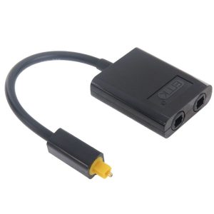 EMK Digital Toslink Optical Fiber Audio Splitter 1 to 2 Cable Adapter for DVD Player (Black)