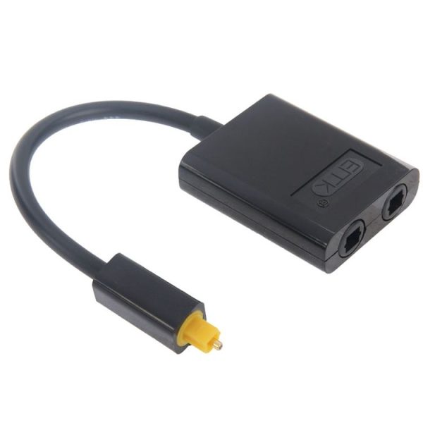 EMK Digital Toslink Optical Fiber Audio Splitter 1 to 2 Cable Adapter for DVD Player (Black) - Image 2