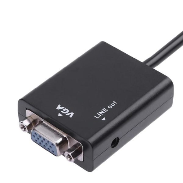 26cm HDMI to VGA + Audio Output Video Conversion Cable with 3.5mm Audio Cable, Support Full HD 1080P (Black) - Image 4