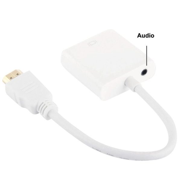 24cm Full HD 1080P HDMI to VGA + Audio Output Cable for Computer / DVD / Digital Set-top Box / Laptop / Mobile Phone / Media Player (White) - Image 4