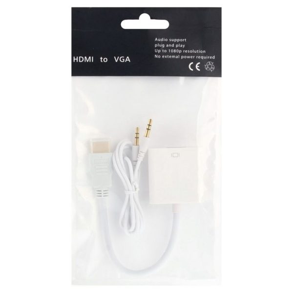 24cm Full HD 1080P HDMI to VGA + Audio Output Cable for Computer / DVD / Digital Set-top Box / Laptop / Mobile Phone / Media Player (White) - Image 6