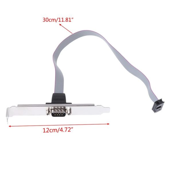 DB9 9pin Com Port host case Cable / RS232 port plate cable, Length: 36cm (Grey) - Image 2