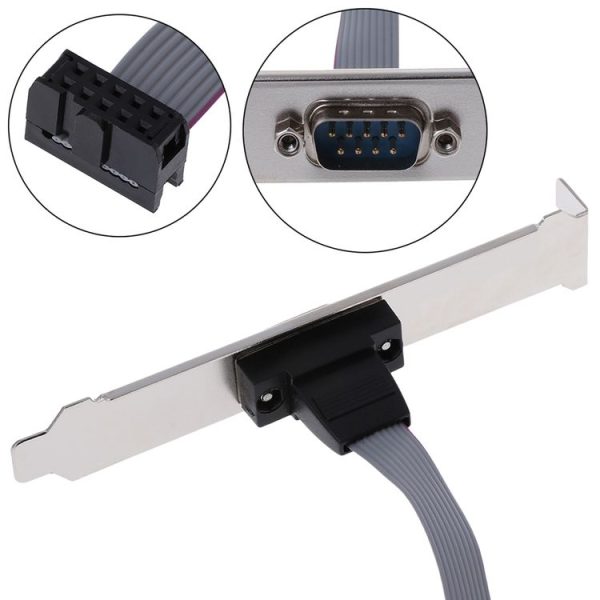 DB9 9pin Com Port host case Cable / RS232 port plate cable, Length: 36cm (Grey) - Image 3