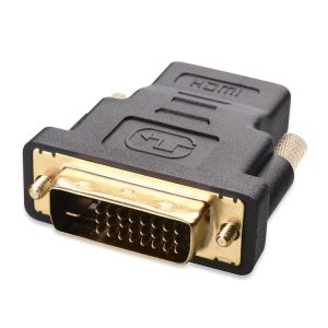 HDMI 19Pin Female to DVI 24+1 Pin Male adapter (Gold Plated) (Black)