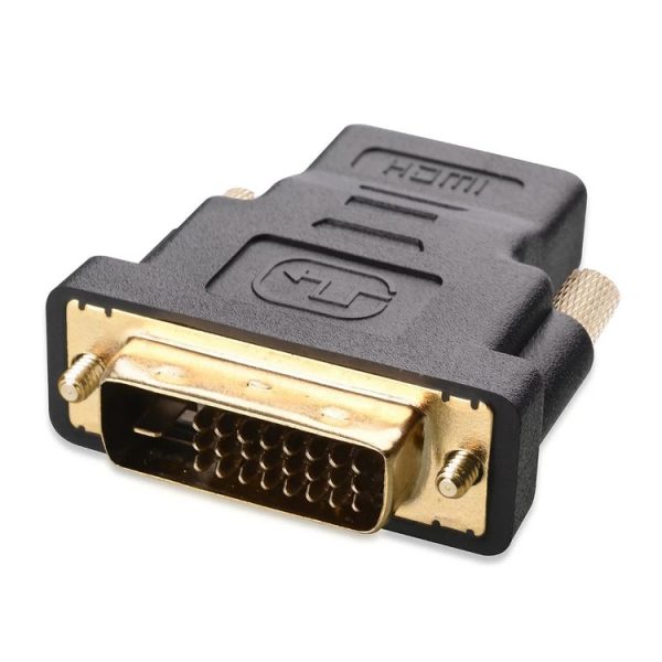 HDMI 19Pin Female to DVI 24+1 Pin Male adapter (Gold Plated) (Black)