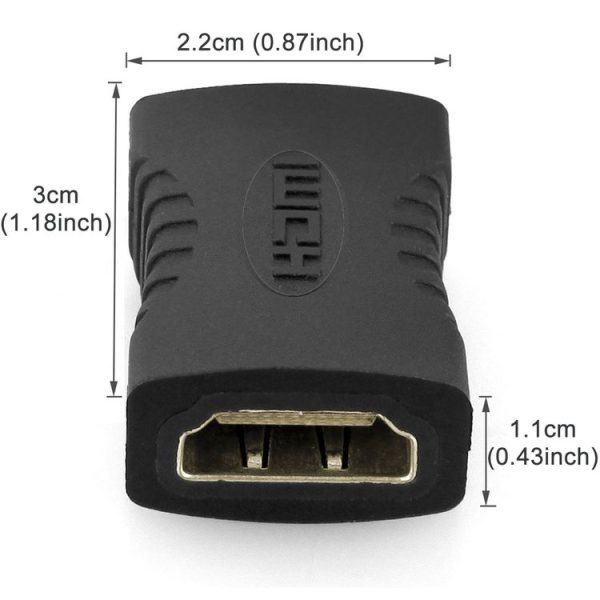 HDMI 19 Pin Female to HDMI 19Pin Female Adapter (Black) - Image 3