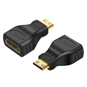 Gold Plated Mini HDMI Male to HDMI 19 Pin Female Adapter (Black)