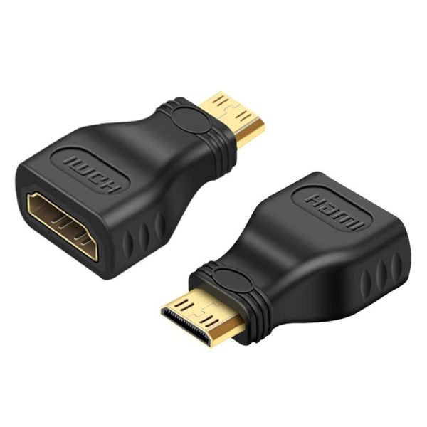 Gold Plated Mini HDMI Male to HDMI 19 Pin Female Adapter (Black)