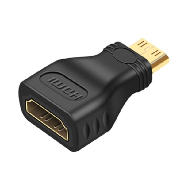 Gold Plated Mini HDMI Male to HDMI 19 Pin Female Adapter (Black) - Image 2