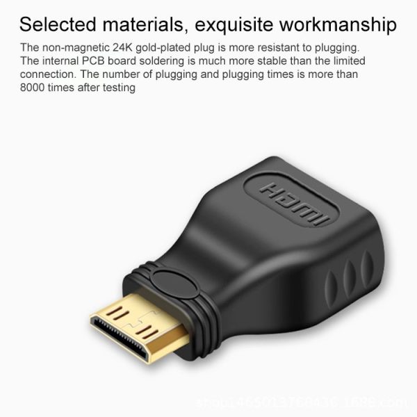 Gold Plated Mini HDMI Male to HDMI 19 Pin Female Adapter (Black) - Image 3