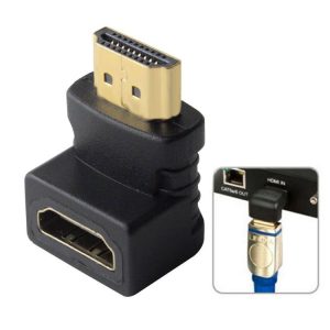 HDMI 19Pin Male to HDMI 19Pin Female 90-degree Angle Adaptor (Gold Plated) (Black)