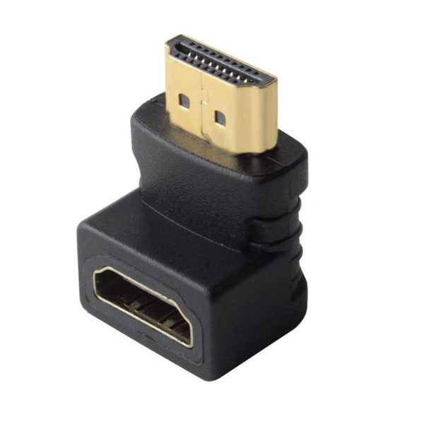 HDMI 19Pin Male to HDMI 19Pin Female 90-degree Angle Adaptor (Gold Plated) (Black) - Image 2