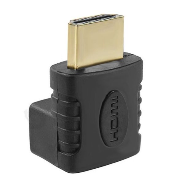 HDMI 19Pin Male to HDMI 19Pin Female 90-degree Angle Adaptor (Gold Plated) (Black) - Image 3