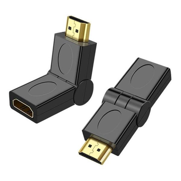 HDMI 19 Pin Male to HDMI 19Pin Female SWIVEL (180 Degree) Adaptor (Gold Plated) (Black)