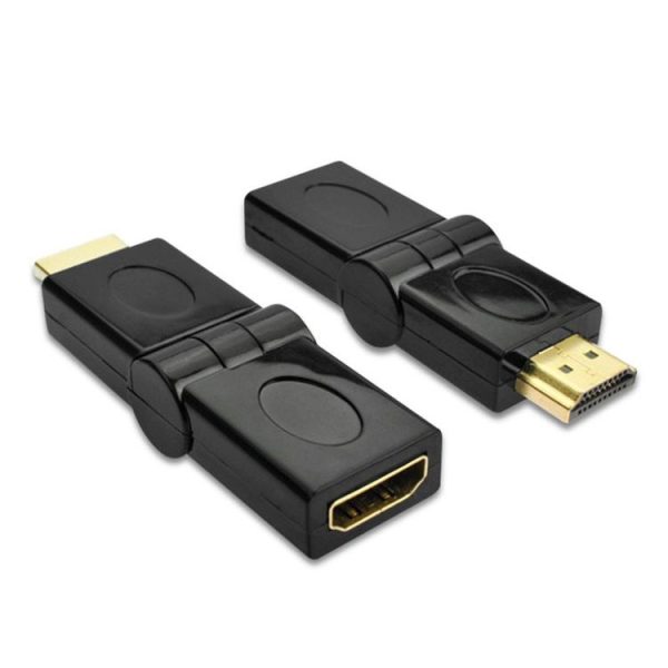 HDMI 19 Pin Male to HDMI 19Pin Female SWIVEL (180 Degree) Adaptor (Gold Plated) (Black) - Image 2