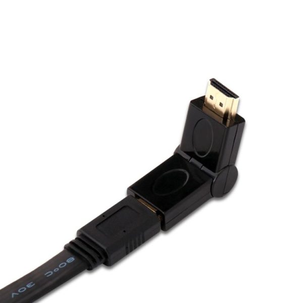 HDMI 19 Pin Male to HDMI 19Pin Female SWIVEL (180 Degree) Adaptor (Gold Plated) (Black) - Image 3
