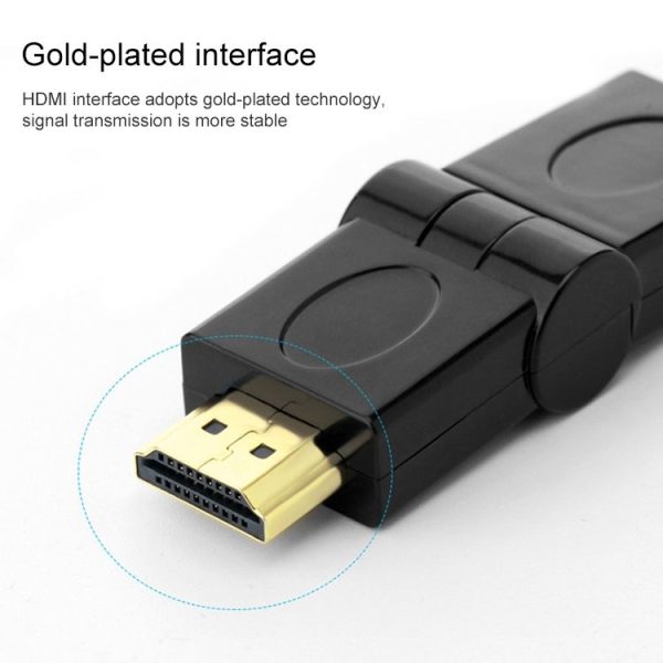 HDMI 19 Pin Male to HDMI 19Pin Female SWIVEL (180 Degree) Adaptor (Gold Plated) (Black) - Image 5