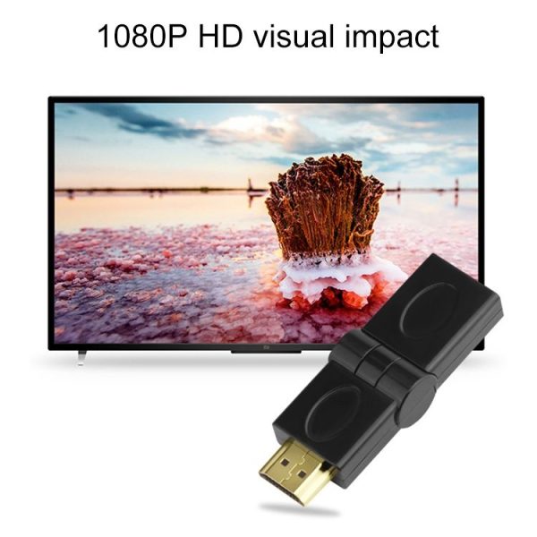 HDMI 19 Pin Male to HDMI 19Pin Female SWIVEL (180 Degree) Adaptor (Gold Plated) (Black) - Image 6