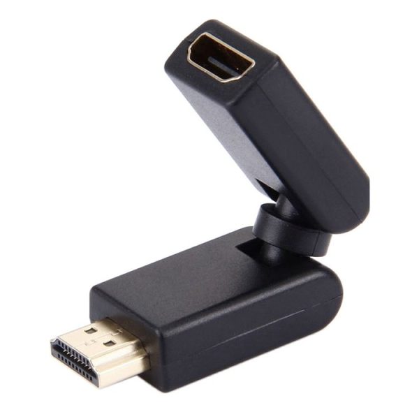 HDMI 19 Pin Male to Female 360 Degree SWIVEL Adaptor (Gold Plated) (Black)