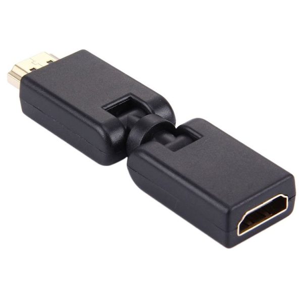 HDMI 19 Pin Male to Female 360 Degree SWIVEL Adaptor (Gold Plated) (Black) - Image 2
