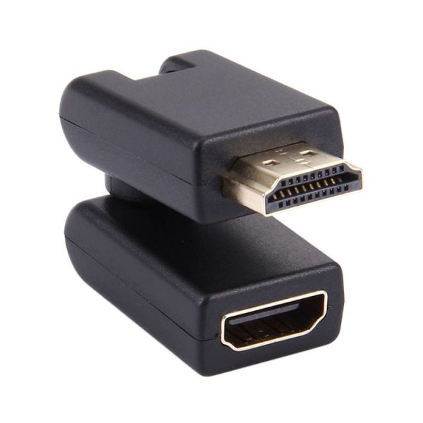 HDMI 19 Pin Male to Female 360 Degree SWIVEL Adaptor (Gold Plated) (Black) - Image 3