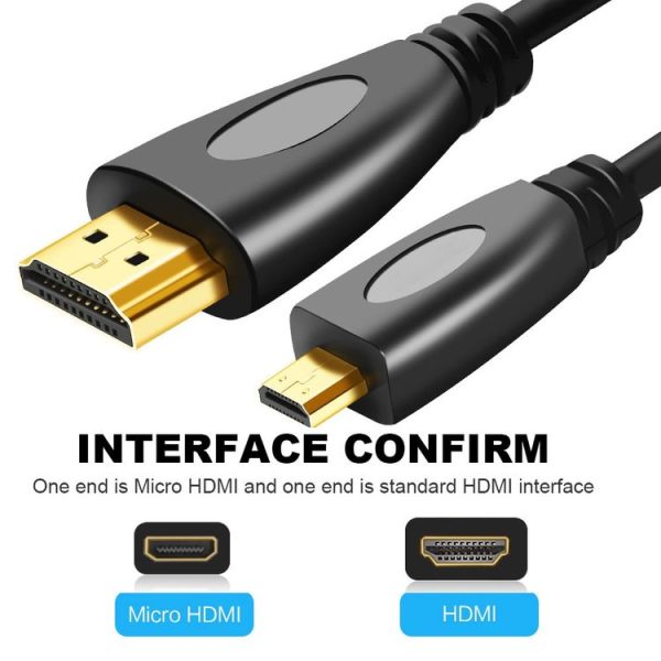 1m Gold Plated 3D 1080P Micro HDMI Male to HDMI Male cable for Mobile Phone, Cameras, GoPro - Image 2