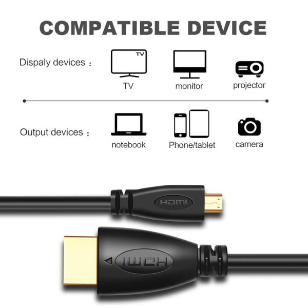 1m Gold Plated 3D 1080P Micro HDMI Male to HDMI Male cable for Mobile Phone, Cameras, GoPro - Image 7