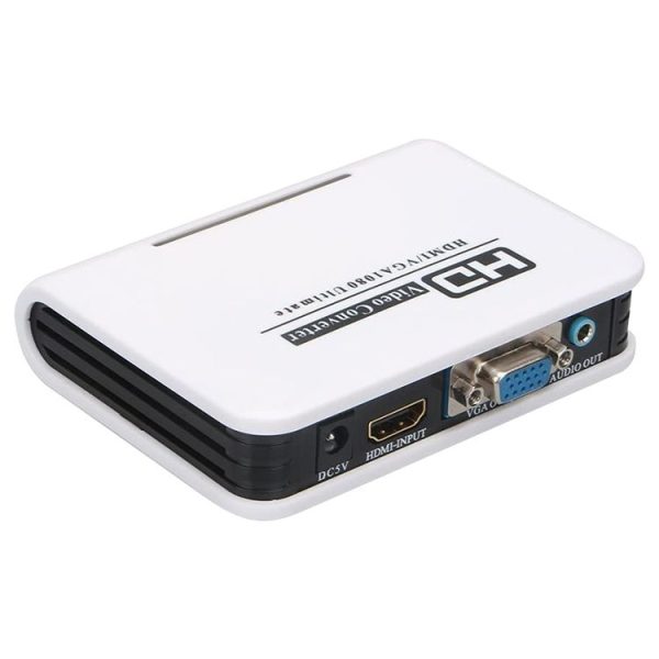 1080P HDMI to VGA adapter Digital to Analog Video Audio Converter Cable for Xbox 360 PS3 PS4 PC Laptop TV Box Projector (White)