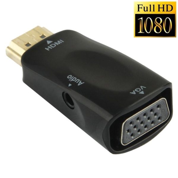 Full HD 1080P HDMI to VGA and Audio Adapter for HDTV / Monitor / Projector (Black)