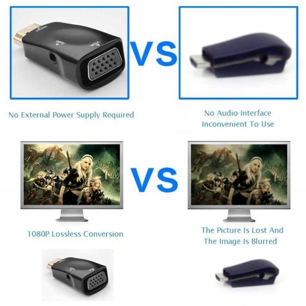 Full HD 1080P HDMI to VGA and Audio Adapter for HDTV / Monitor / Projector (Black) - Image 11
