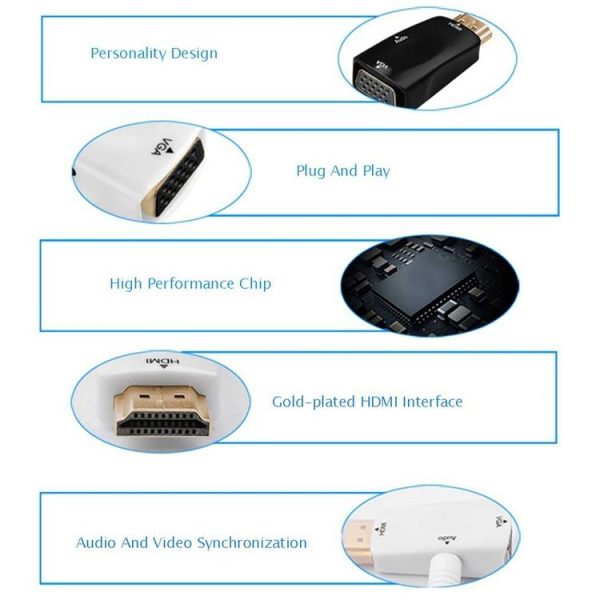 Full HD 1080P HDMI to VGA and Audio Adapter for HDTV / Monitor / Projector (Black) - Image 5