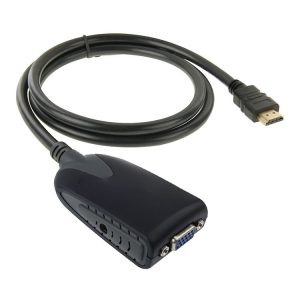 HDMI Male to VGA Female Adapter With Audio Cable (Black)
