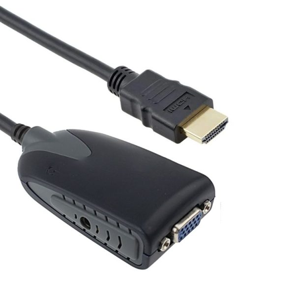 HDMI Male to VGA Female Adapter With Audio Cable (Black) - Image 2