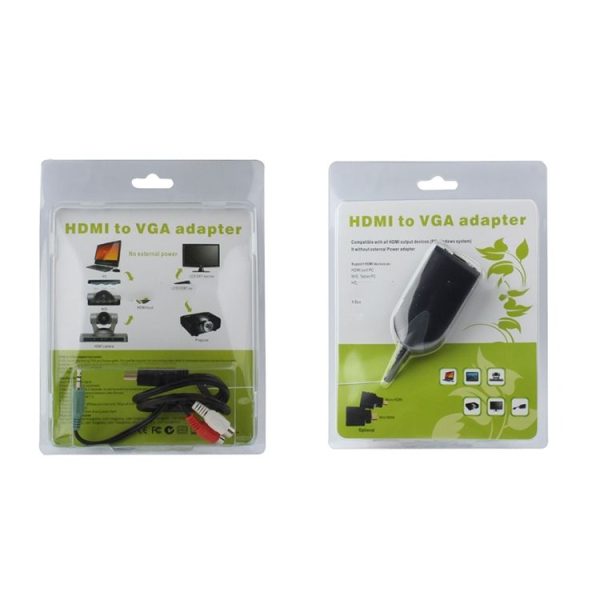 HDMI Male to VGA Female Adapter With Audio Cable (Black) - Image 3