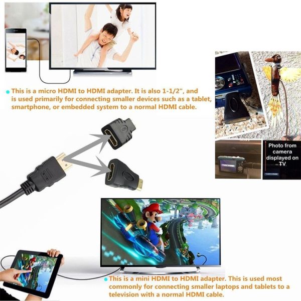 3 in 1 Full HD 1080P HDMI Cable Adaptor Kit (1.5m HDMI Cable + HDMI to Mini HDMI Adaptor + HDMI to Micro HDMI Adaptor) - Image 5