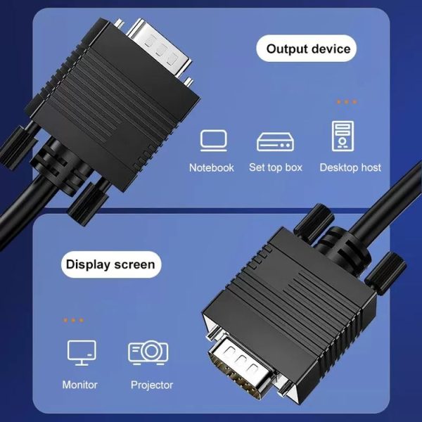 1.5m Normal Quality VGA 15Pin Male to VGA 15Pin Male Cable for CRT Monitor - Image 4