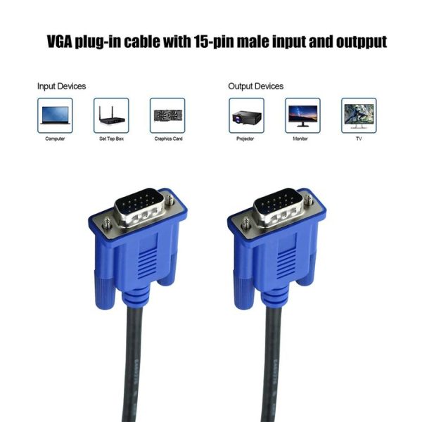 3m High Quality VGA 15Pin Male to VGA 15Pin Male Cable for LCD Monitor / Projector - Image 5