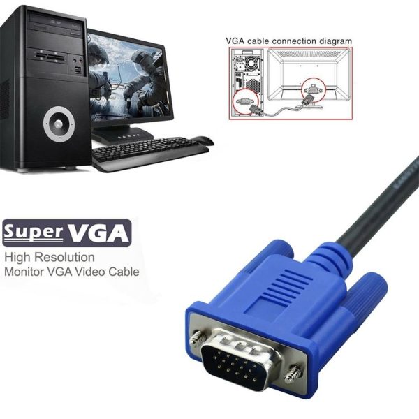 3m High Quality VGA 15Pin Male to VGA 15Pin Male Cable for LCD Monitor / Projector - Image 6