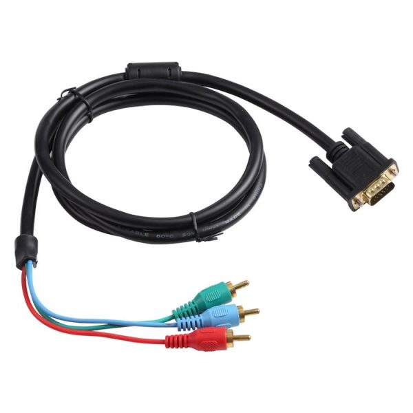1.5m VGA to 3RCA RGB Cable (Black) - Image 2
