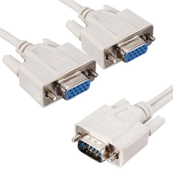 VGA SVGA HDB15 Male to 2 Female Splitter Cable - Image 4