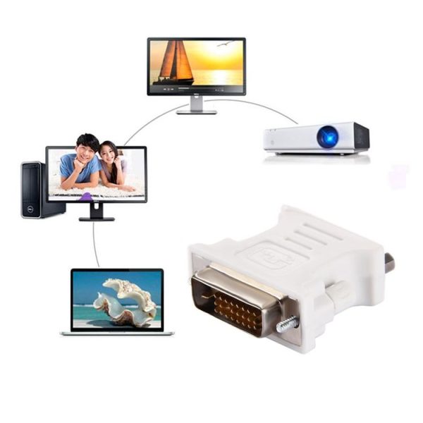 DVI 24+1 Pin Male to VGA 15Pin Female Adapter (White) - Image 5