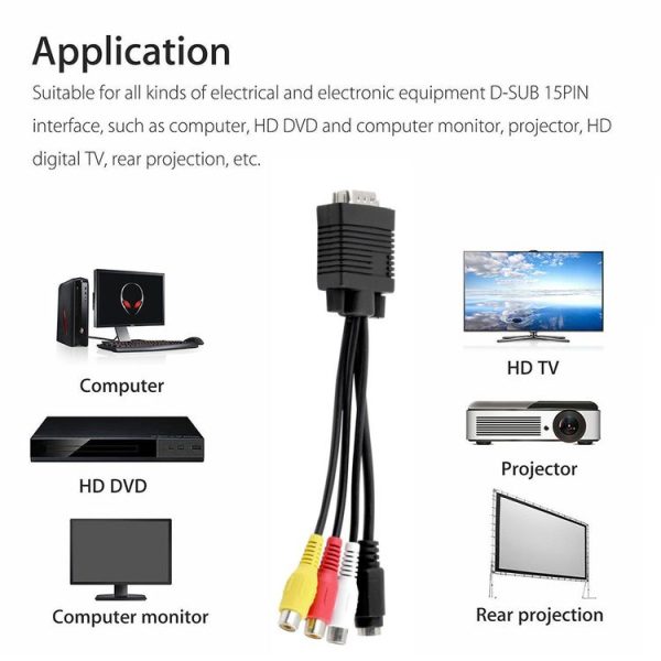 VGA to S-Video AV RCA TV Converter Cable Adapter with 2 Audio Cable - Image 5