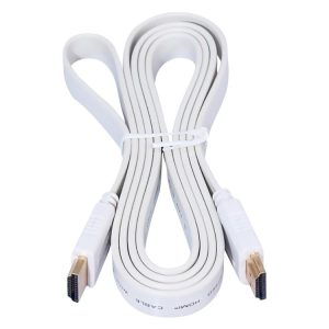 1.5m Gold Plated HDMI to HDMI 19Pin Flat Cable, 1.4 Version, Support HD TV / XBOX 360 / PS3 / Projector / DVD Player etc (White)