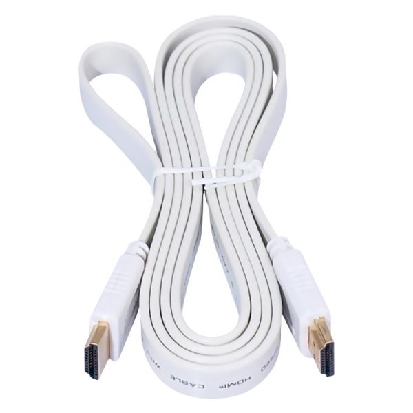 1.5m Gold Plated HDMI to HDMI 19Pin Flat Cable, 1.4 Version, Support HD TV / XBOX 360 / PS3 / Projector / DVD Player etc (White)