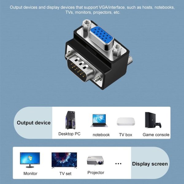 90 Degree VGA 15 Pin Male to Female Right Angle Adapter - Image 5